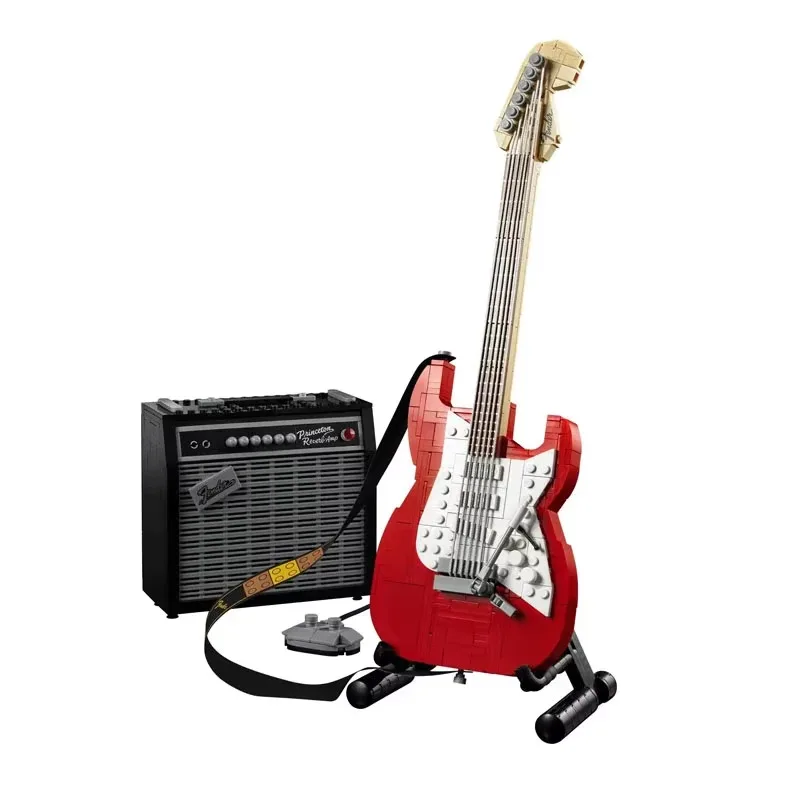 1074 pçs série criativa ornamento fender guitarra brinquedo modelo quebra-cabeça montagem blocos de construção para meninos e meninas presente aniversário 21329