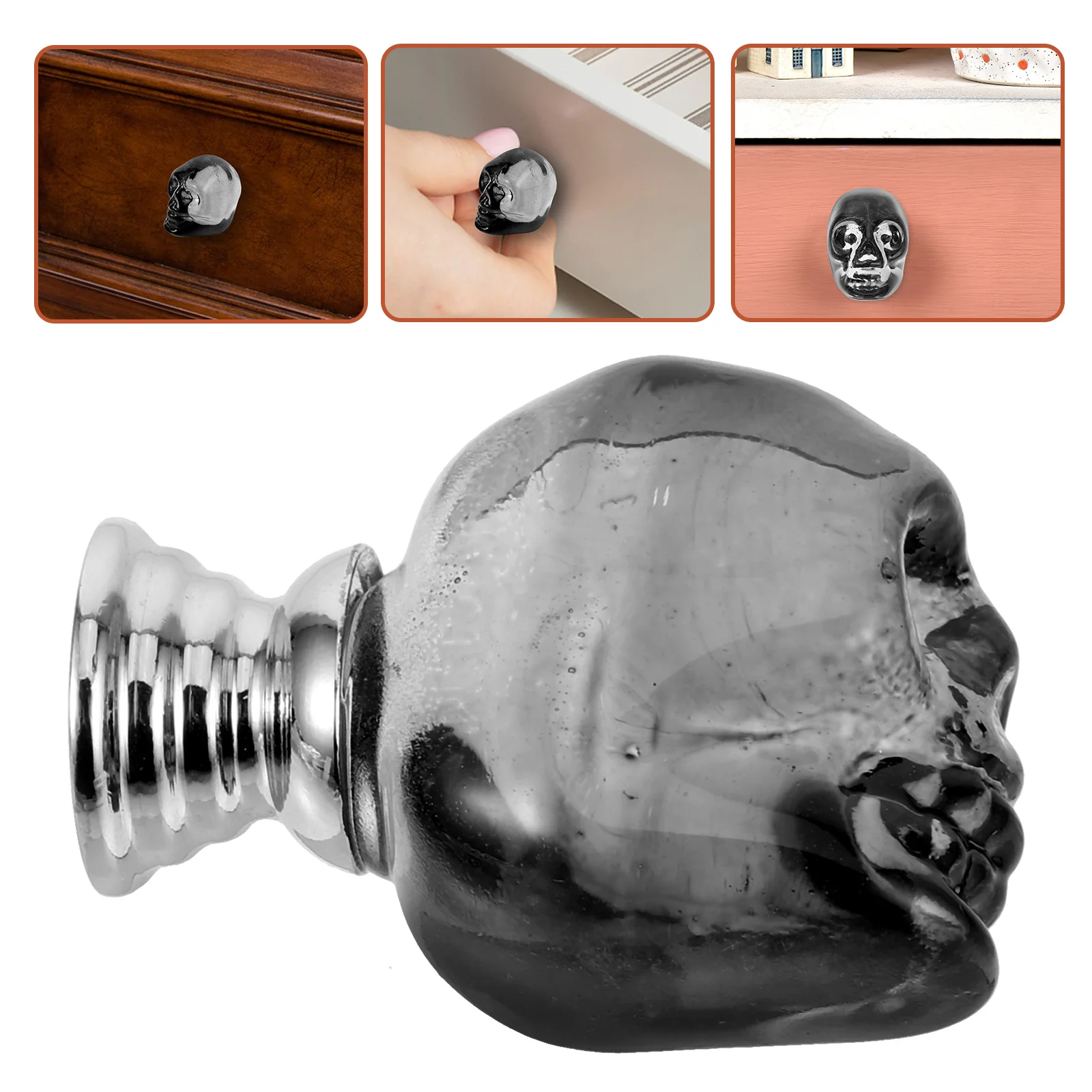 

Skull Head Cabinet Knob Modern Durable Small Drawer Pull Decorative Furniture Handle for Wardrobe Dresser Kitchen Cabinets