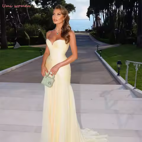 Customized Elegant Strapless Sleeveless Evening Dress High Quality Chiffon Prom Dresses Delicate Ivory Special Occasion Gowns