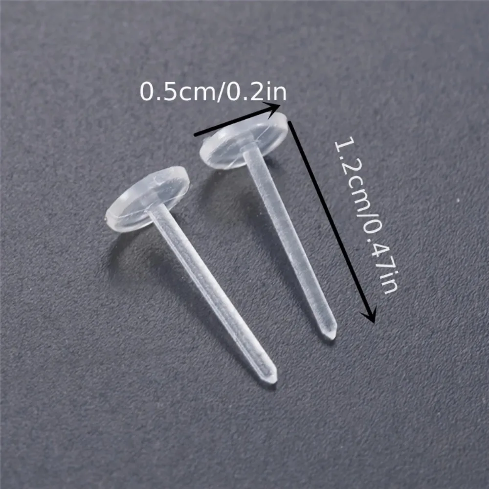 50pcs Hypoallergenic Transparent Plastic Stud Earrings Set