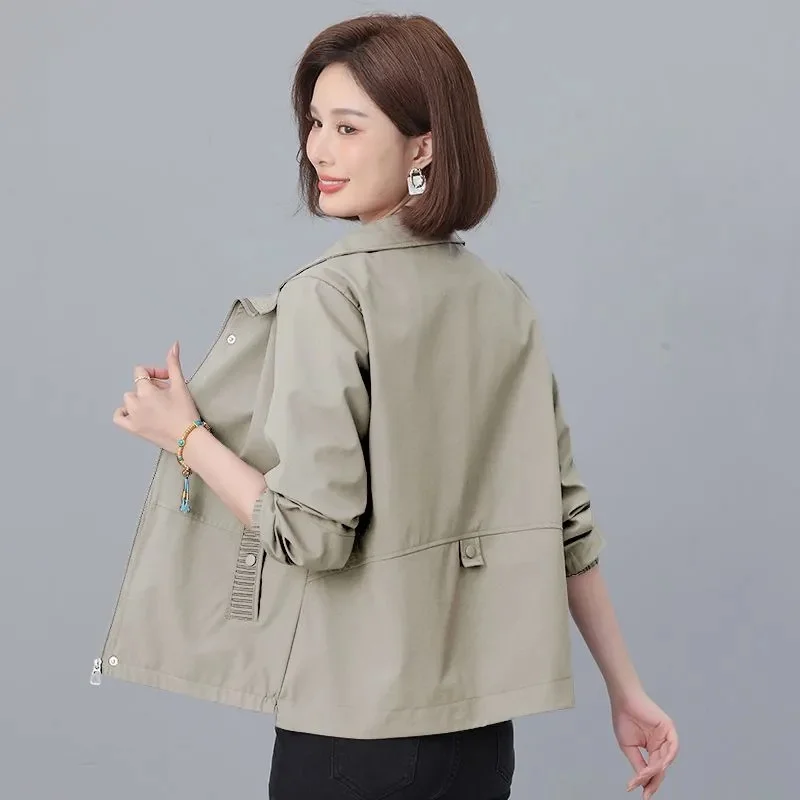 Short Coat Women's Spring Autumn 2025New Casual Fashion Jacket Windbreaker Female Middle-Aged Mother Outwear Large Size Overwear