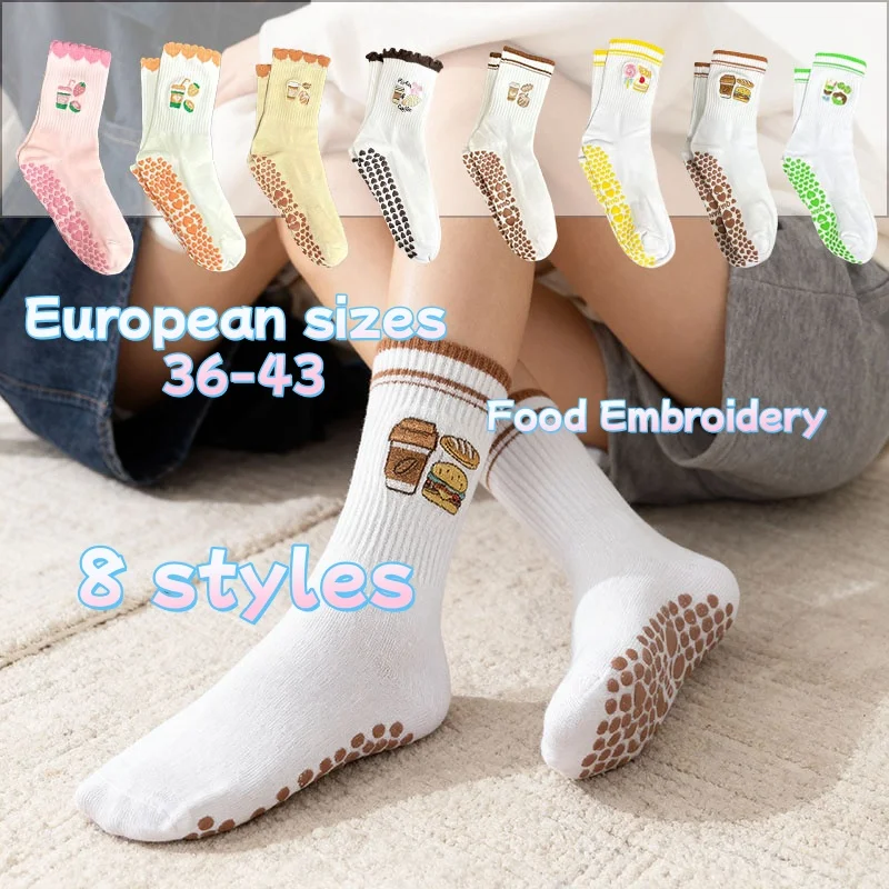 

Европейские размеры 36-43, 1 пара кружевных носков для йоги с вышивкой в форме сердца, длиной до середины икры, для женщин