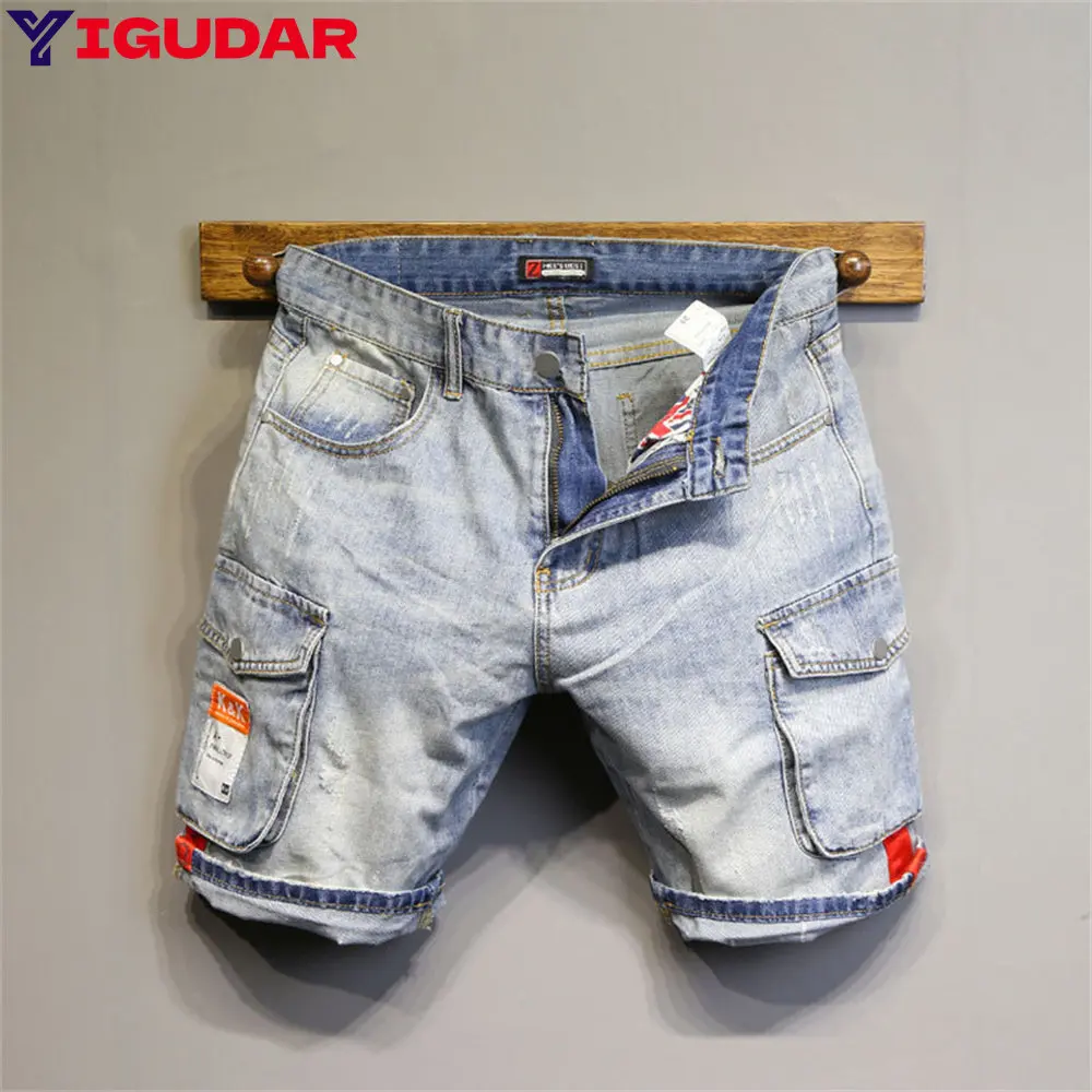 

Fashion Brand Men Jeans Shorts Hole 2023Streetwear Harajuku Slim Straight Denim Shorts Summer Casual Baggy Ripped Jeans for men