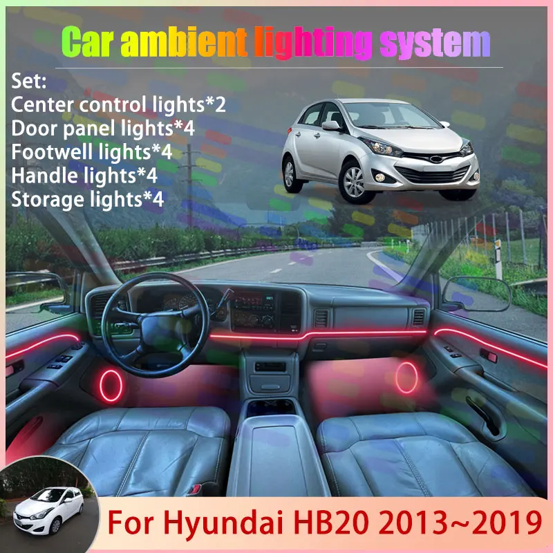 

For Hyundai HB20 2013~2019 HB MK1 2014 2015 2016 2/18 in 1 Car Atmosphere Light Lamp RGB Shade Ensemble Streamer Atmosphere Set