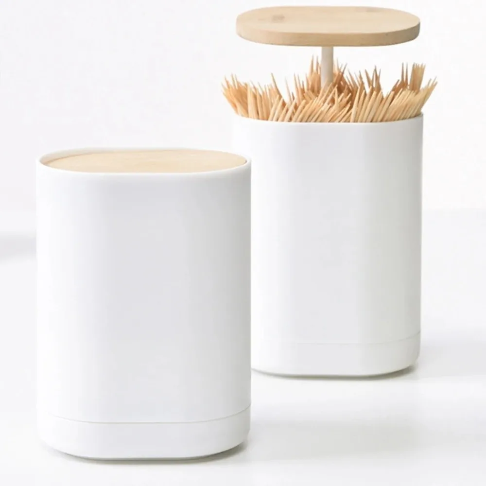 Creative Toothpick Holder Automatic Pop Up Portable Cotton Swab Box Multi Compartment Organizer Storage Case Toothpick Dispenser