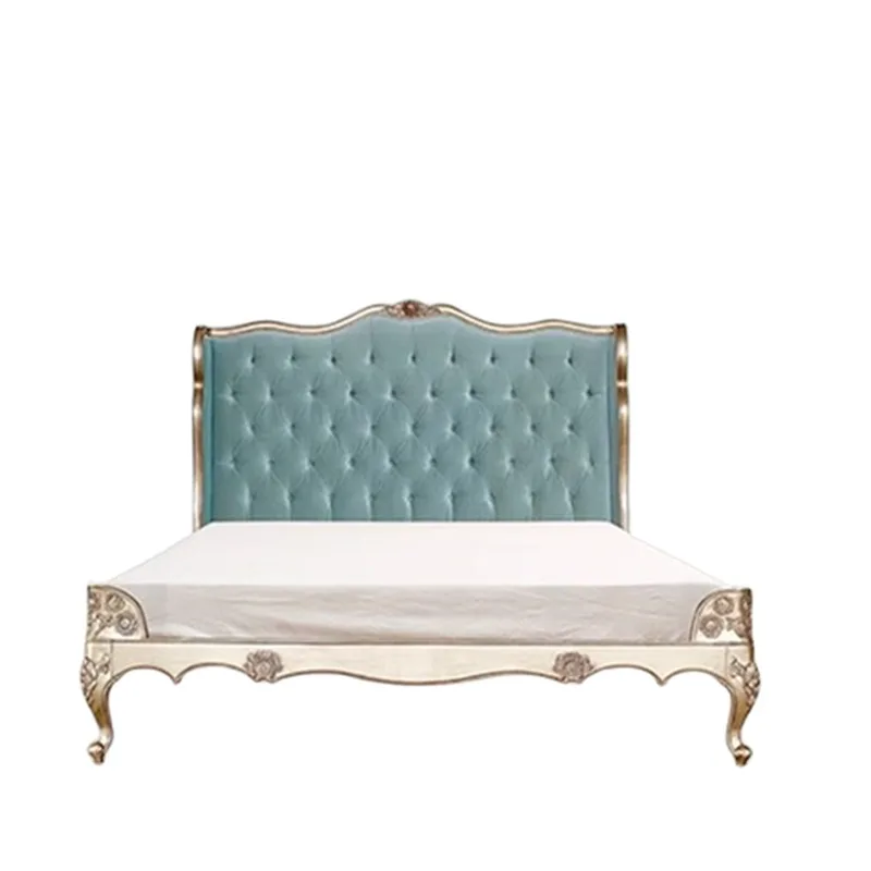 

Двуспальная кровать из цельного дерева 1,8 метра, старая резная кровать принцессы в стиле ретро, европейская высокая шлюбная кровать для ПК и консольной игровой спальни