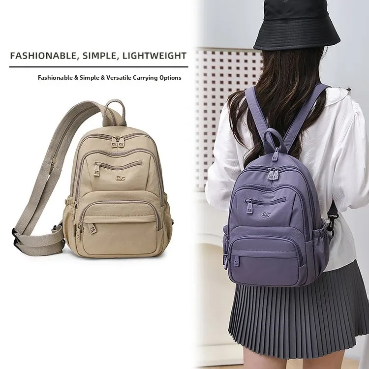 Women's Large Capacity Canvas Backpack 2026 New Style Travel Oxford Cloth Multi-layer Lightweight Bookbag Outdoor Functionality