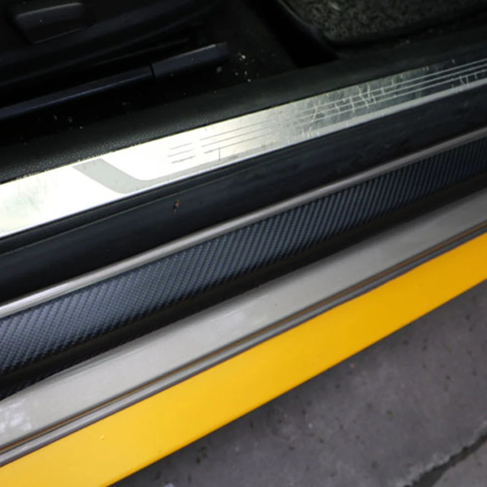 

4pcs Carbon Fiber Door Sill Protector Textured Anti-Scrape Surface Scratch Resistant Car Styling Auto Accessories Trim