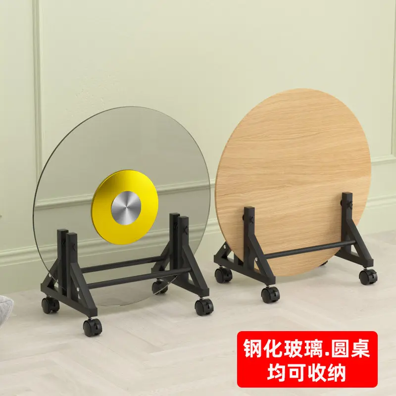 Floor-to-ceiling rounddesktopdisplaystand tempered glass metal base bracket round table rotating plate dining table storage rack