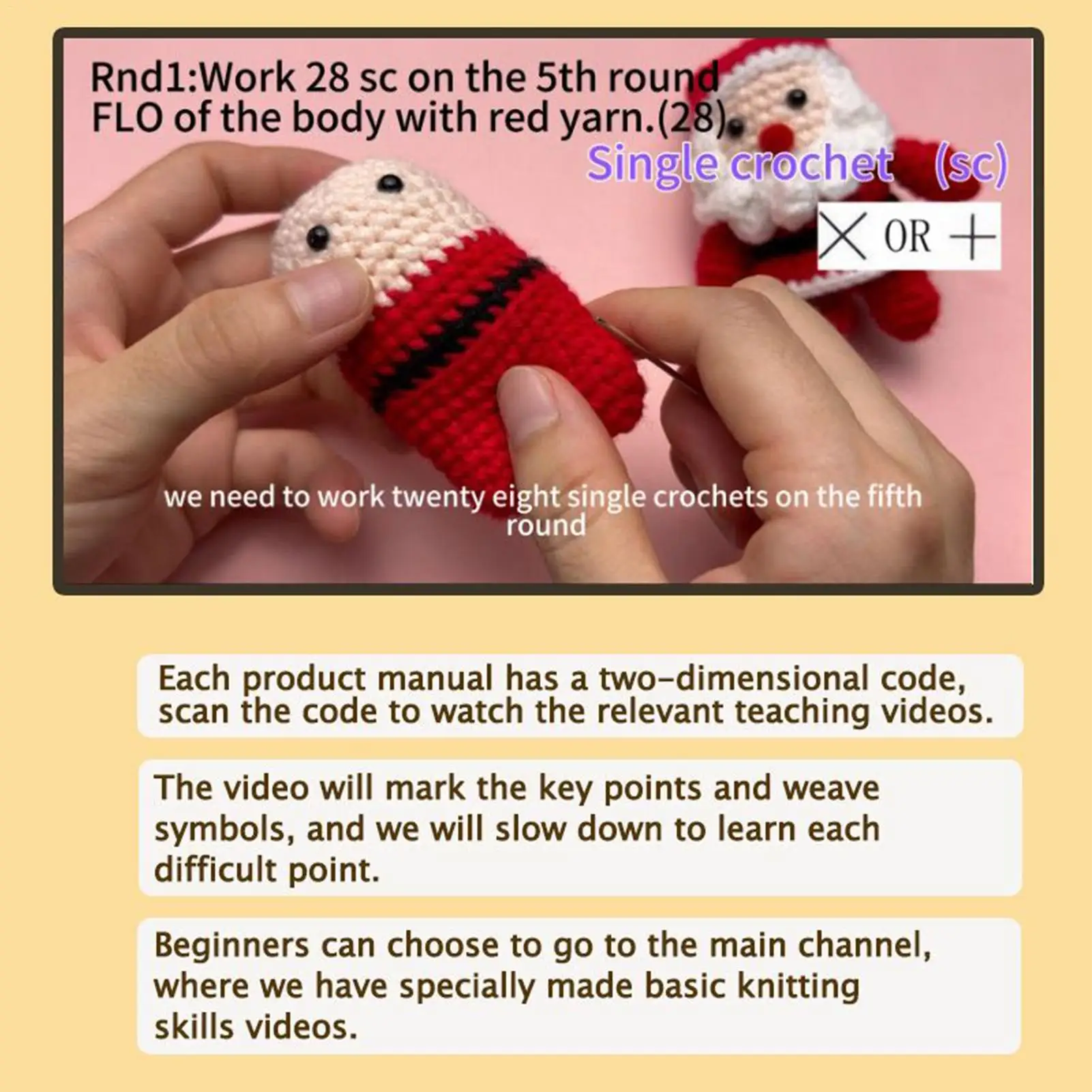 عيد الميلاد مجموعات الكروشيه للبالغين اليدوية صنع مجموعة عطلة ديكور دمية الحياكة عدة للبالغين المراهقين DIY المتحمسين المبتدئين #4