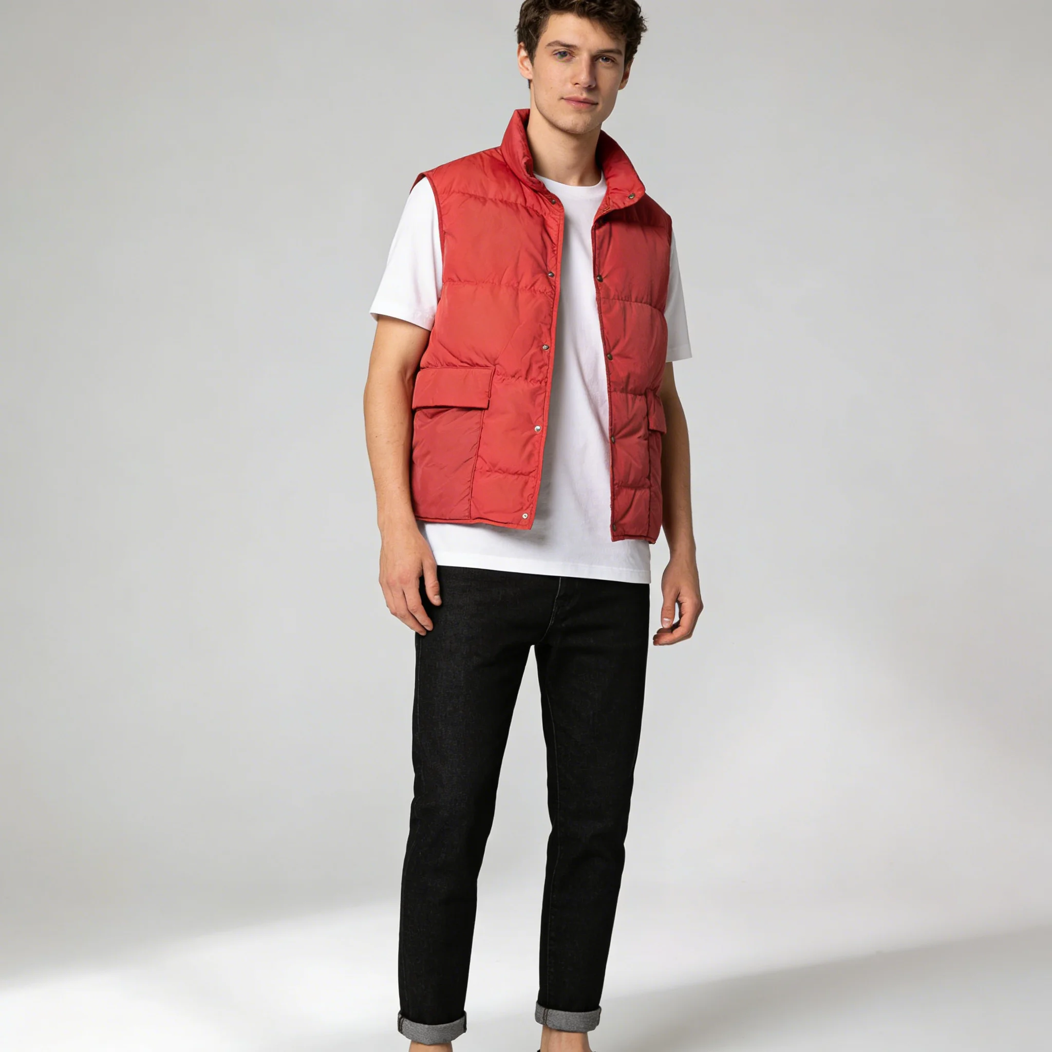 

Japan Style 24SS Cotton Sleeveless Jacket Autumn and Winter Trendy Brand Daily Casual Down Vest Men's