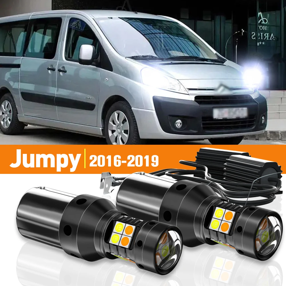 

2x LED Dual Mode Turn Signal+Daytime Running Light DRL For Citroen Jumpy 2016-2019 2017 2018 Accessories Canbus