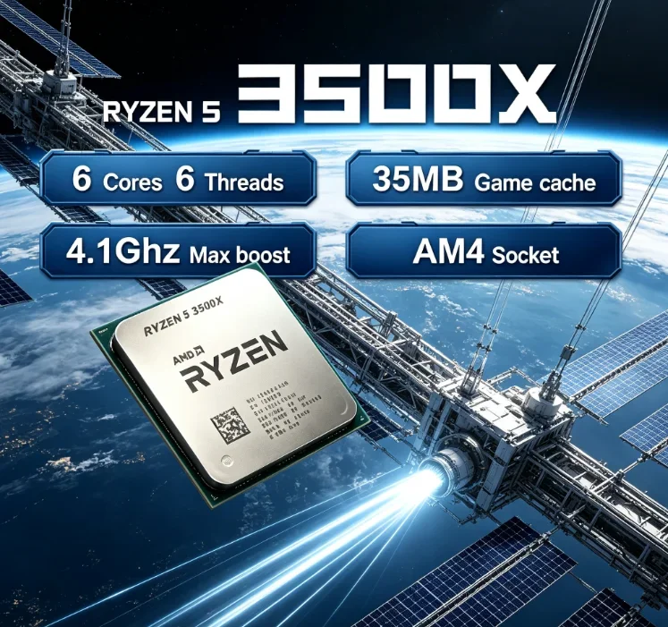 Processeur AMD 3500X de haute performance, 6 cœurs, 6 threads, 4,1 GHz, 32 Mo de cache, AM4, idéal pour la mise à niveau des anciens PC
