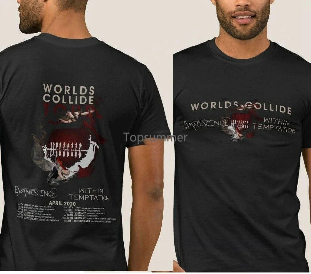 Details About Evanescence & Within Temptation 2020 Worlds Collide Tour Men Women T-Shirt