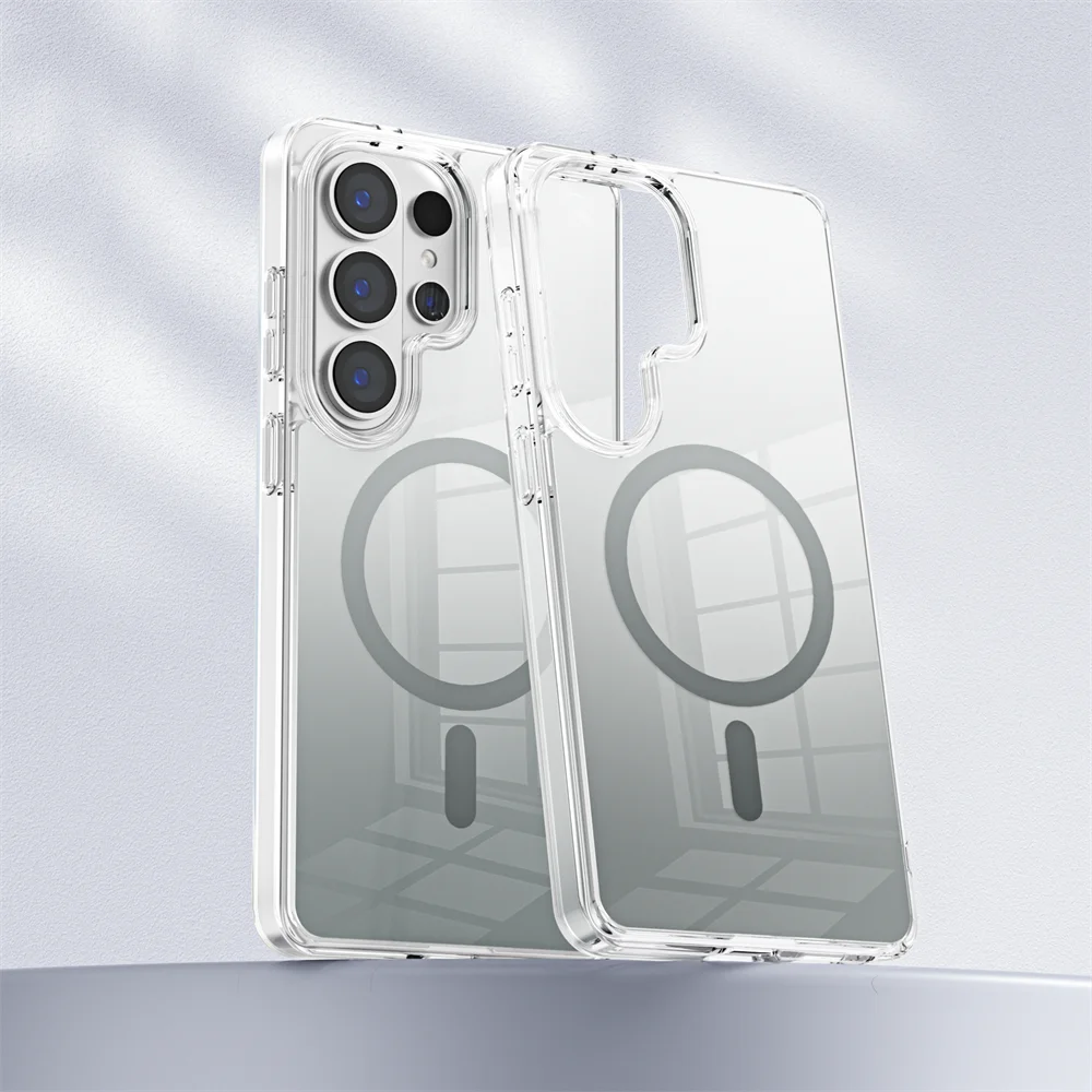 حافظة مغناطيسية لامعة متدرجة لهاتف سامسونج جالاكسي S26 Ultra S25 Edge S24 Plus S25FE لغطاء ممتص الصدمات للشحن اللاسلكي Magsafe