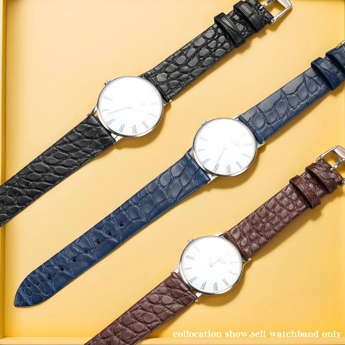 Para cualquier marca, correa de reloj de piel auténtica de cocodrilo fino para Longines L4 L2 Cartier 13 16 18 20mm, correa de reloj de negocios para hombres y mujeres