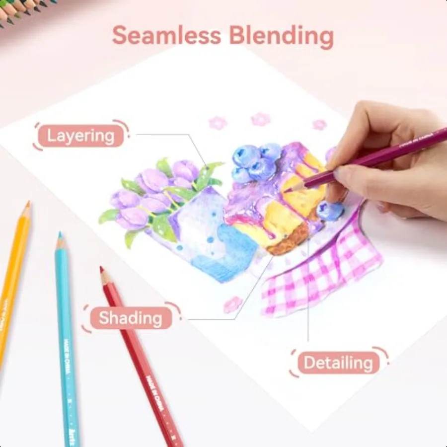 120 قلم رصاص ملون ناعم القائم على الزيت، ألوان نابضة بالحياة قابلة للمزج لرسم الرسم والتظليل مثالية لهواية الفنانين المبتدئين