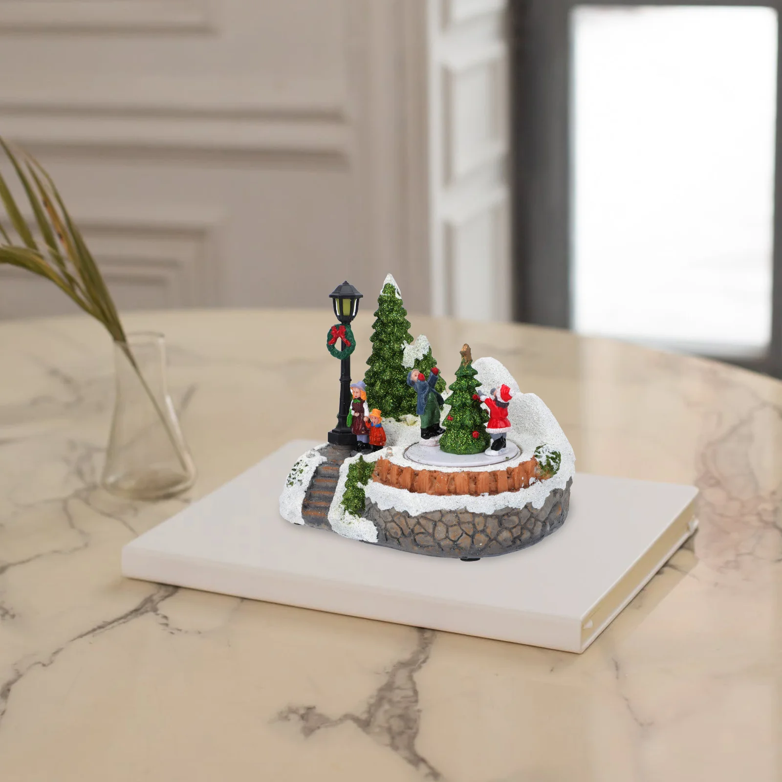 

1Pcs LED Music Small House Christmas Resin Craft Colorful Lights Xmas Luminous Decoration Desktop Party Ornament