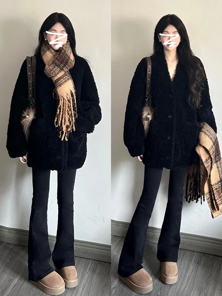 

Lamb Wool Jacket Cotton Added Woman Versatile Multi-Purpose Multi-Use Universal All-Match Adaptable Flexible Adjustable Neutral