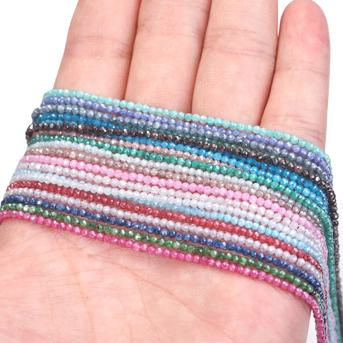 

2mm Colored Faceted Zircon Loose Beads for Jewelry Making DIY Bracelet Necklace Accessories Handmade 1 Strip