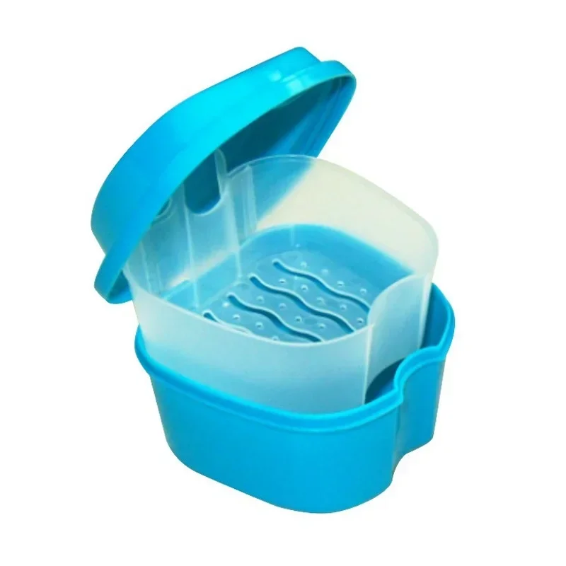 

Denture Bath Box Cleaning Teeth Case Dental False Teeth Storage Box with Hanging Net Container Container Denture Boxs Container