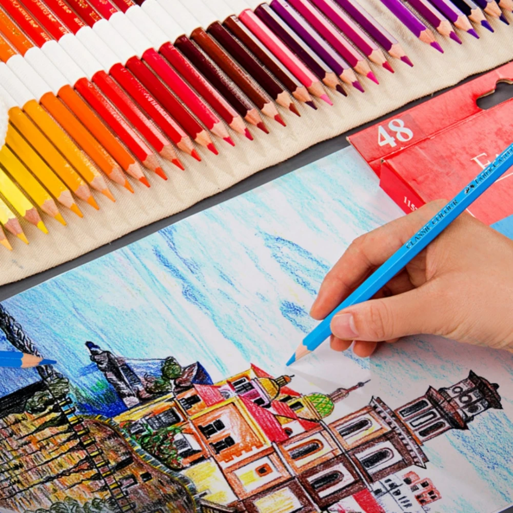 Faber Castell Oil Colored Pencils Set 36/48/72 Colors Wooden Painting Pencil Professional Sketch Colouring Drawing Art Supplies