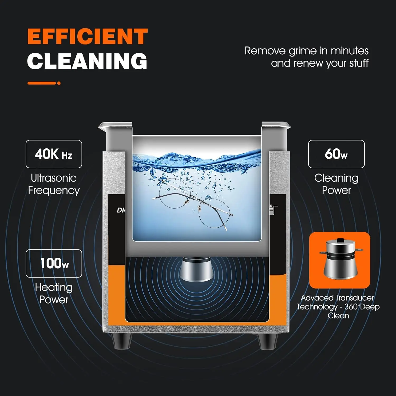 ACMESONIC 2L เครื่องทําความร้อนจับเวลา Digital Ultrasonic Cleaner 40kHz SUS 304 สแตนเลสสําหรับเครื่องประดับนาฬิกาแว่นตาอุปกรณ์เสริม