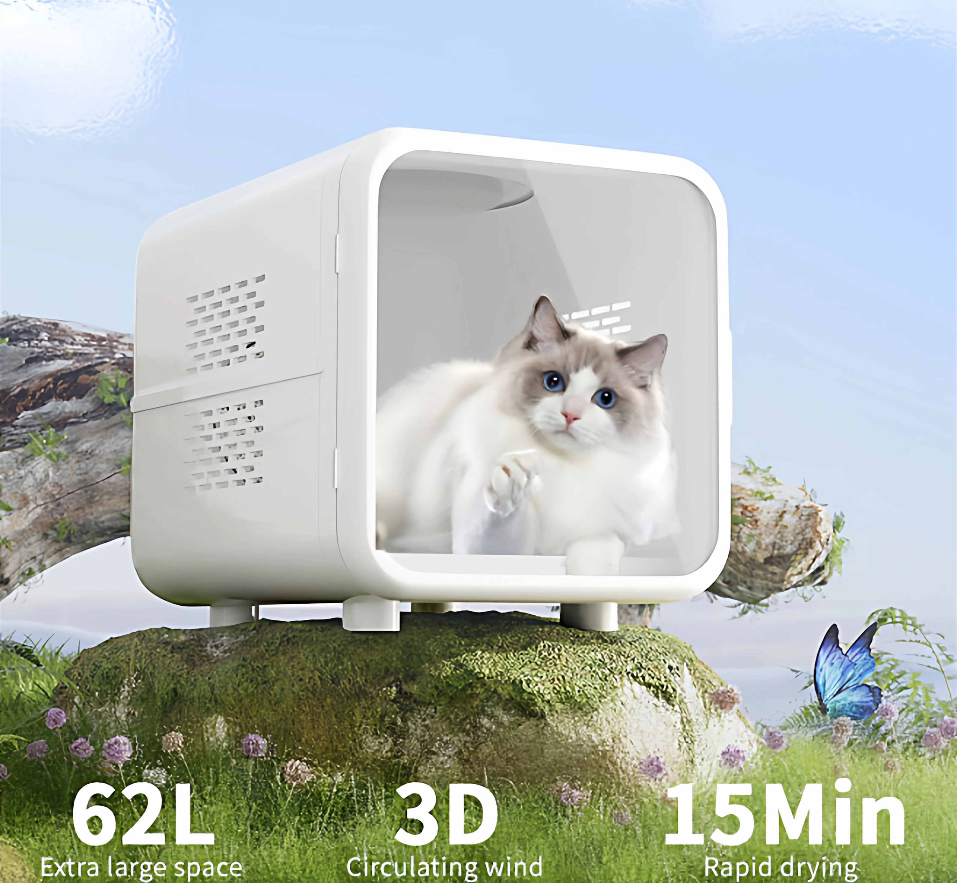 Pet Dryer, Cat Drying Box, Fully Automatic Household for Small Dogs, Bathing & Pet Hair Drying Box