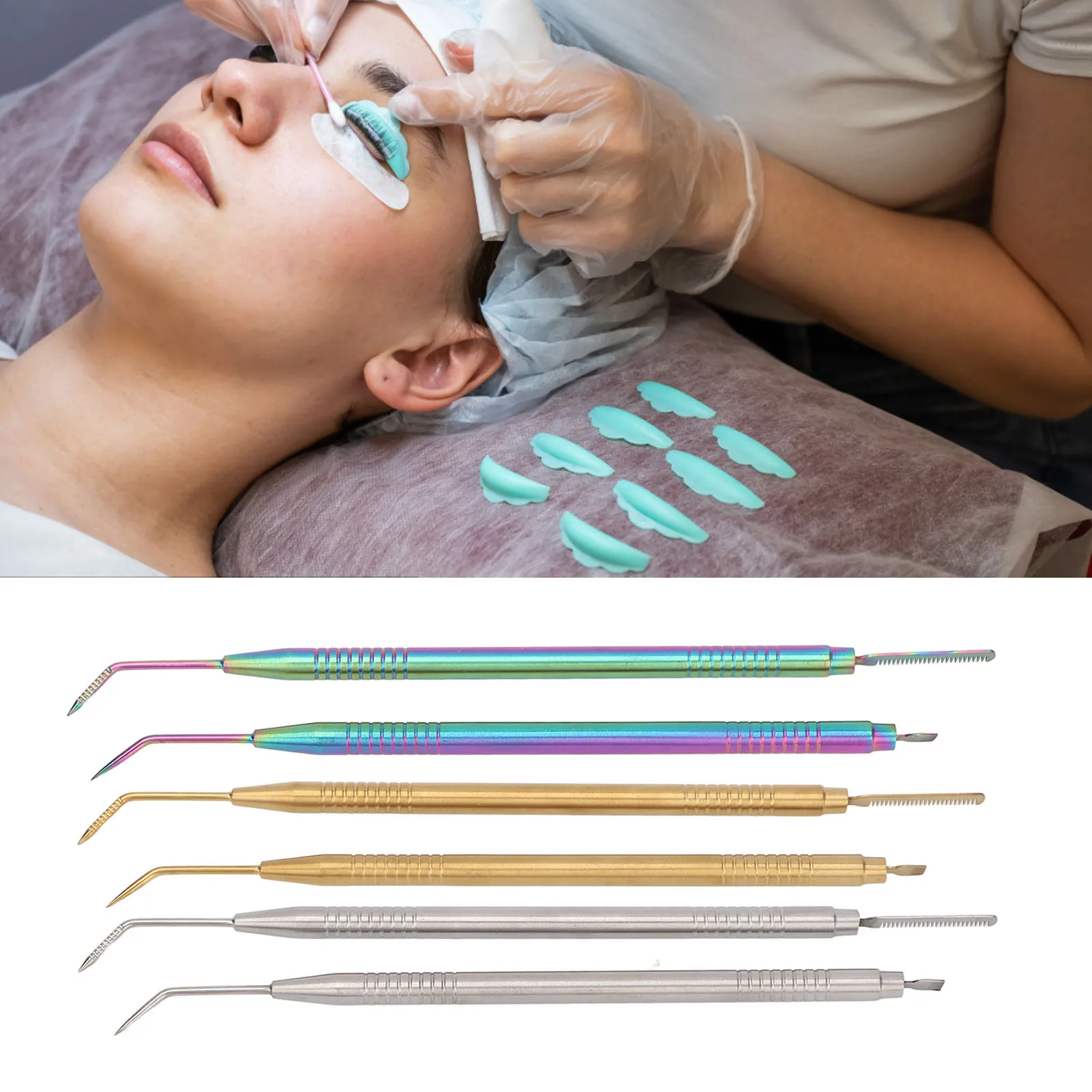 Double Eyelash Lift Separator Tools Lash Lift Rods Double Headed Stainless Steel Lash Separation Rod with Comb