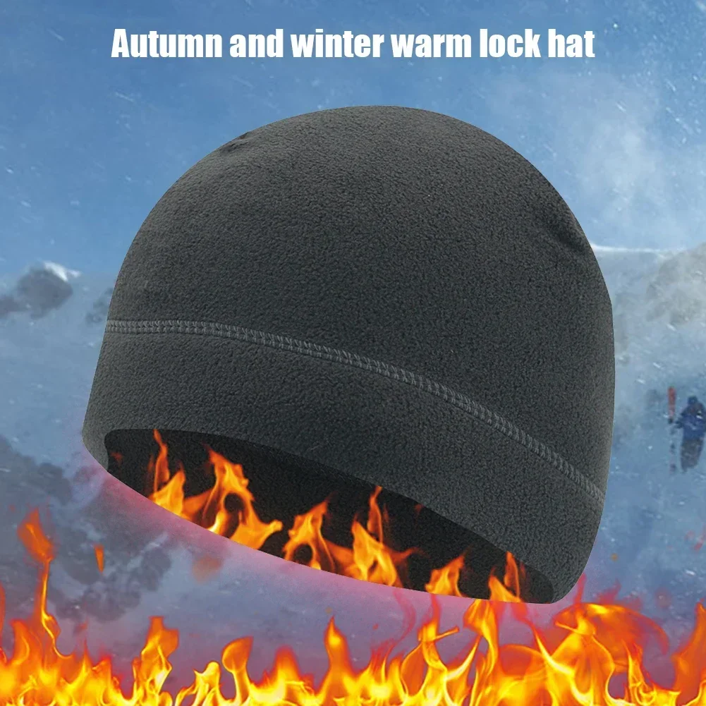 Unisex Warm Polar Fleece Fabric Hats Classic Windproof Skullies Hats for Outdoor Hiking Fishing Cycling Hunting Caps Accessories