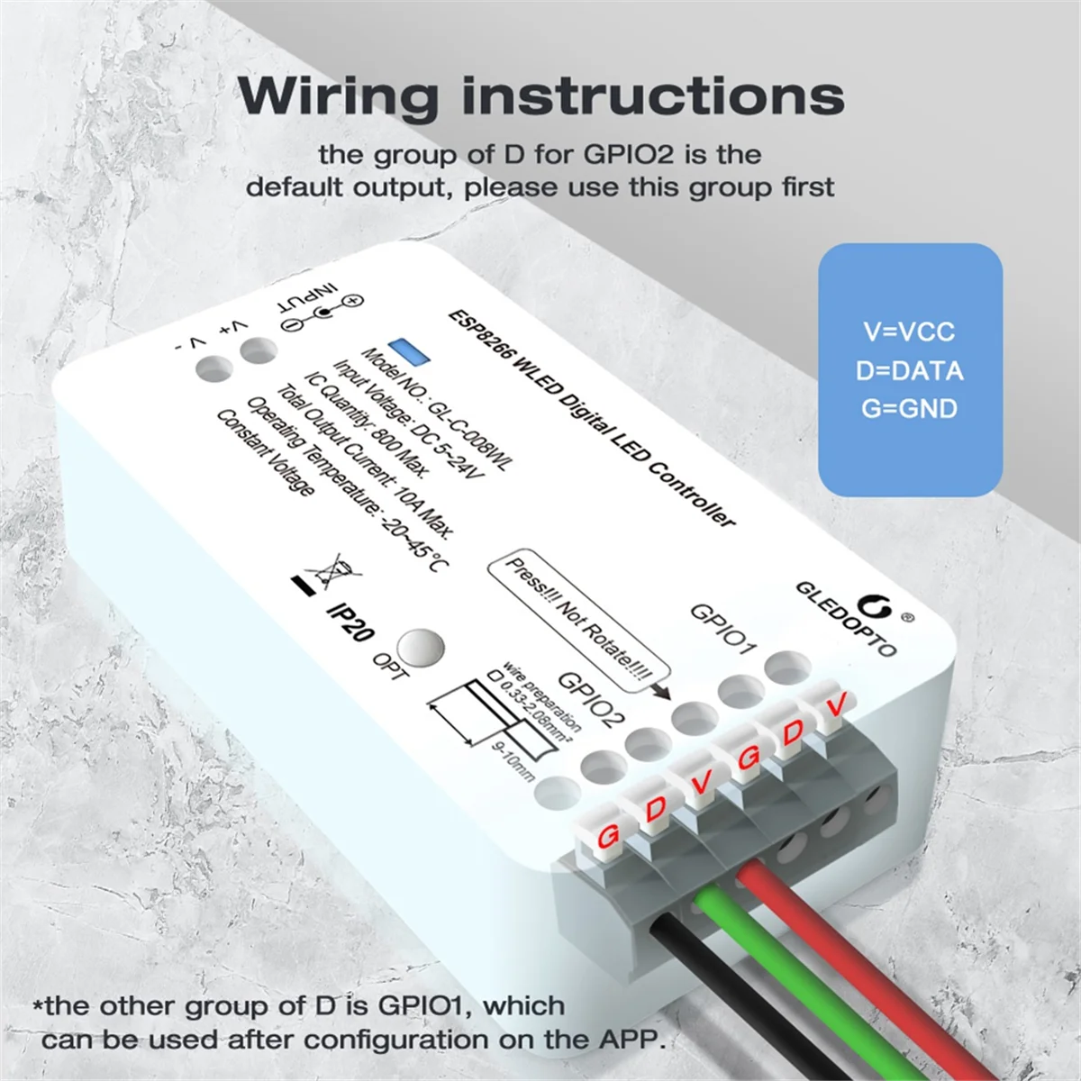 New GLEDOPTO ESP32 WLED LED Controller Smart Dimmer 800IC Segmented Color Funtion for RGBWS2811/2812B/2813 WIFI Strip Lights