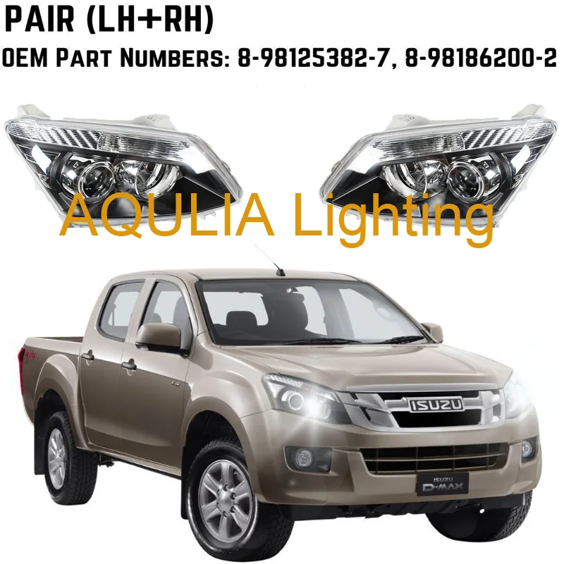 1 PAIR BLACK PROJECTOR HEADLIGHTS NO BULBS FITS FOR ISUZU D-MAX DMAX UTE 2012-2016