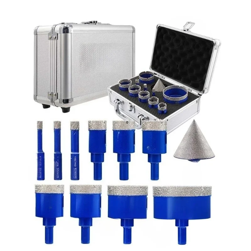

11-Piece Diamond Hole Saw Kit Triangle Shank Diamond Bit Bevel Trimming Bit Kit Suitable for tile, marble, granite, masonry