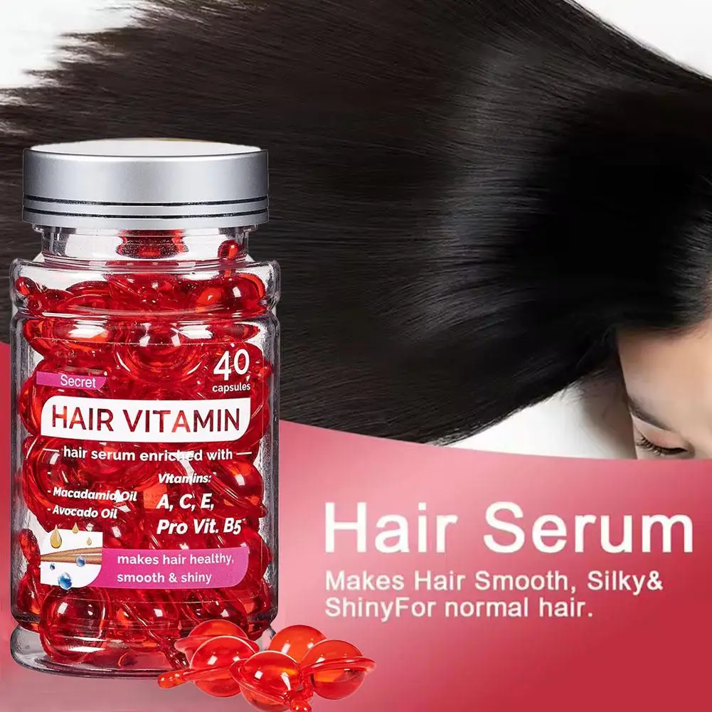 Hair Treatment Serum Hair Care Capsules No Rinse With Argan Macadamia Avocado Oils Vitamins A C E Hair Conditioner Serum 40pcs