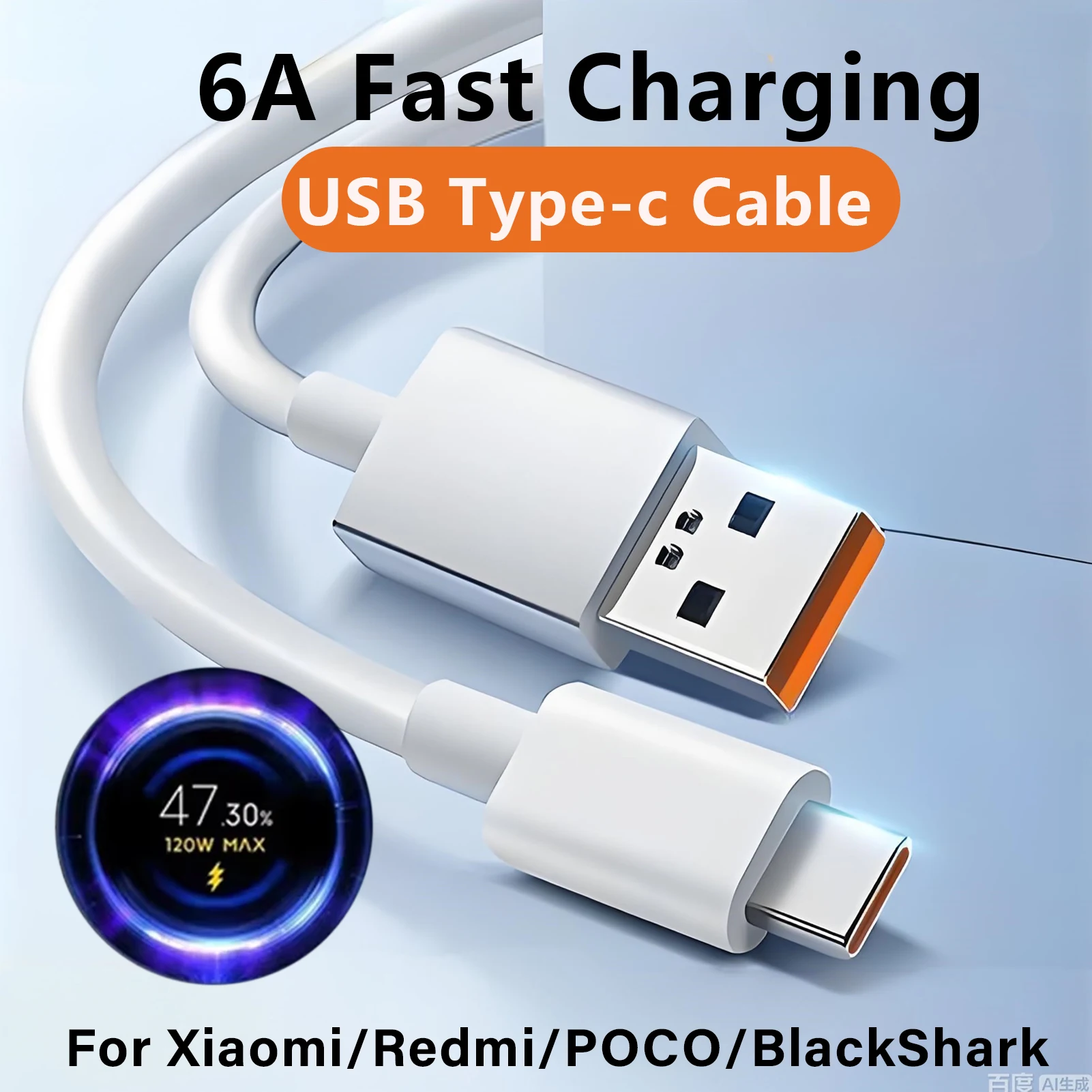 120W USB C Type fast charging cable for Xiaomi 15 14 Mix Flip Fold3 Redmi 15 C A3x Note 14 13 Pro Poco M8 Pro F8 C85 M7 wire 6A