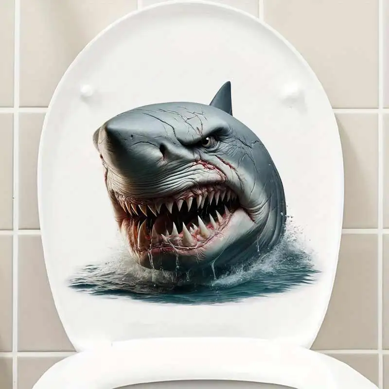 Ferocious Shark Wall Stickers Kitchen Decoration Dining Room Living Room Cabinet Refrigerator Home Decoration Stickers M1492