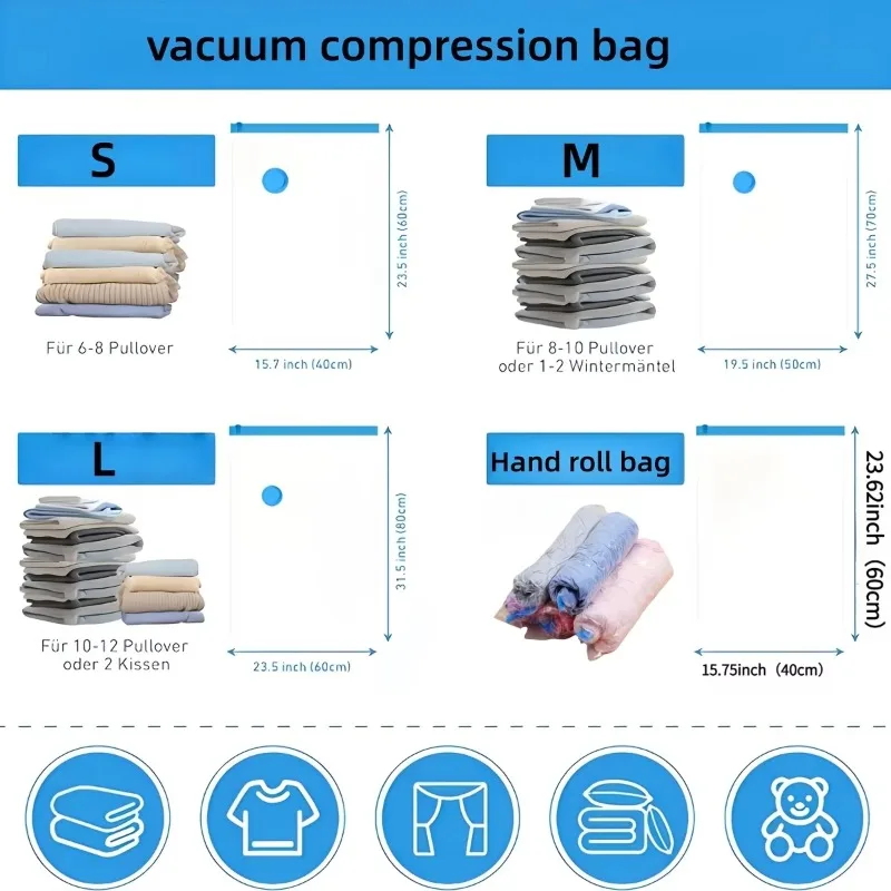 Vacuum Storage Bags 4pcs Set with USB Electric Pump,1500mAh Rechargeable Battery,Compression for Clothes Quilts Seasonal Storage