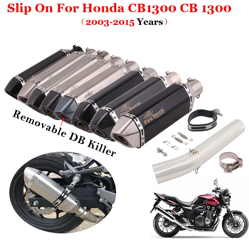 

Motorcycle Exhaust System Fire Torch Muffler Escape Moto Modify Mid Pipe DB Killer Slip On For Honda CB1300 CB 1300 2003 - 2013