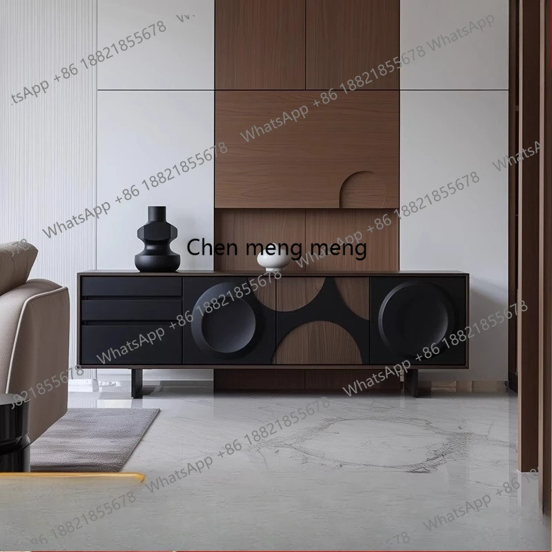 

Walnut TV Cabinet Premium Italian Minimalist Home Living Room Solid Wood TV Storage Side Cabinet