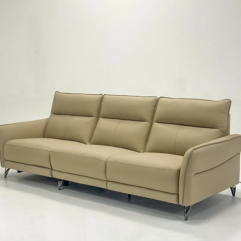 Italian modern simple electric sofa living room straight row leather function smart seat electric sofa