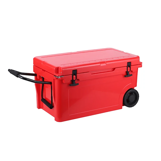 

High quality plastic rotomolded customized insulated camping cooler box with wheels