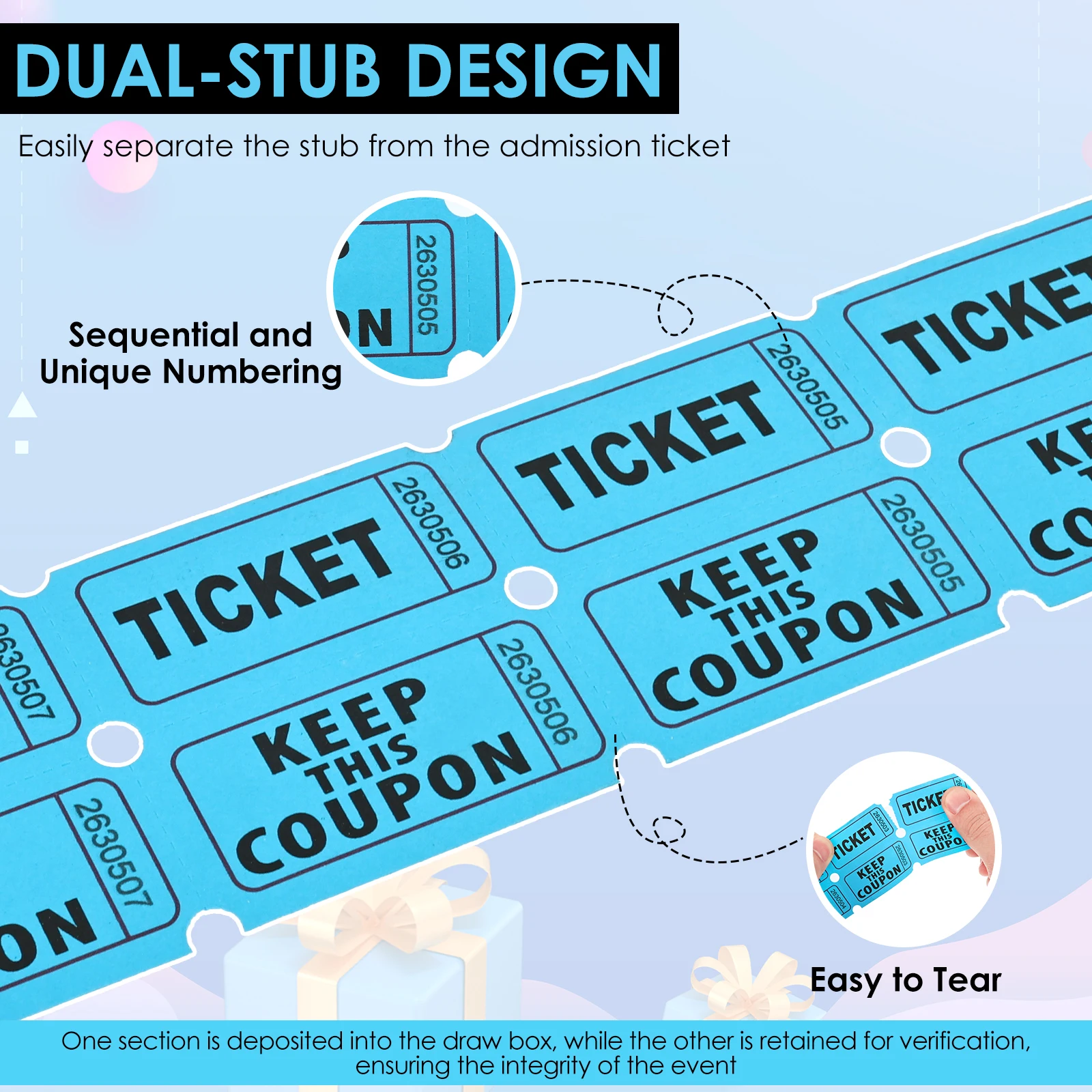 2/6 Rolls Colorful Tearable Raffle Tickets Double Rolls Admission Ticket Game Ticket For Events Carnivals Entry Class Reward view 5