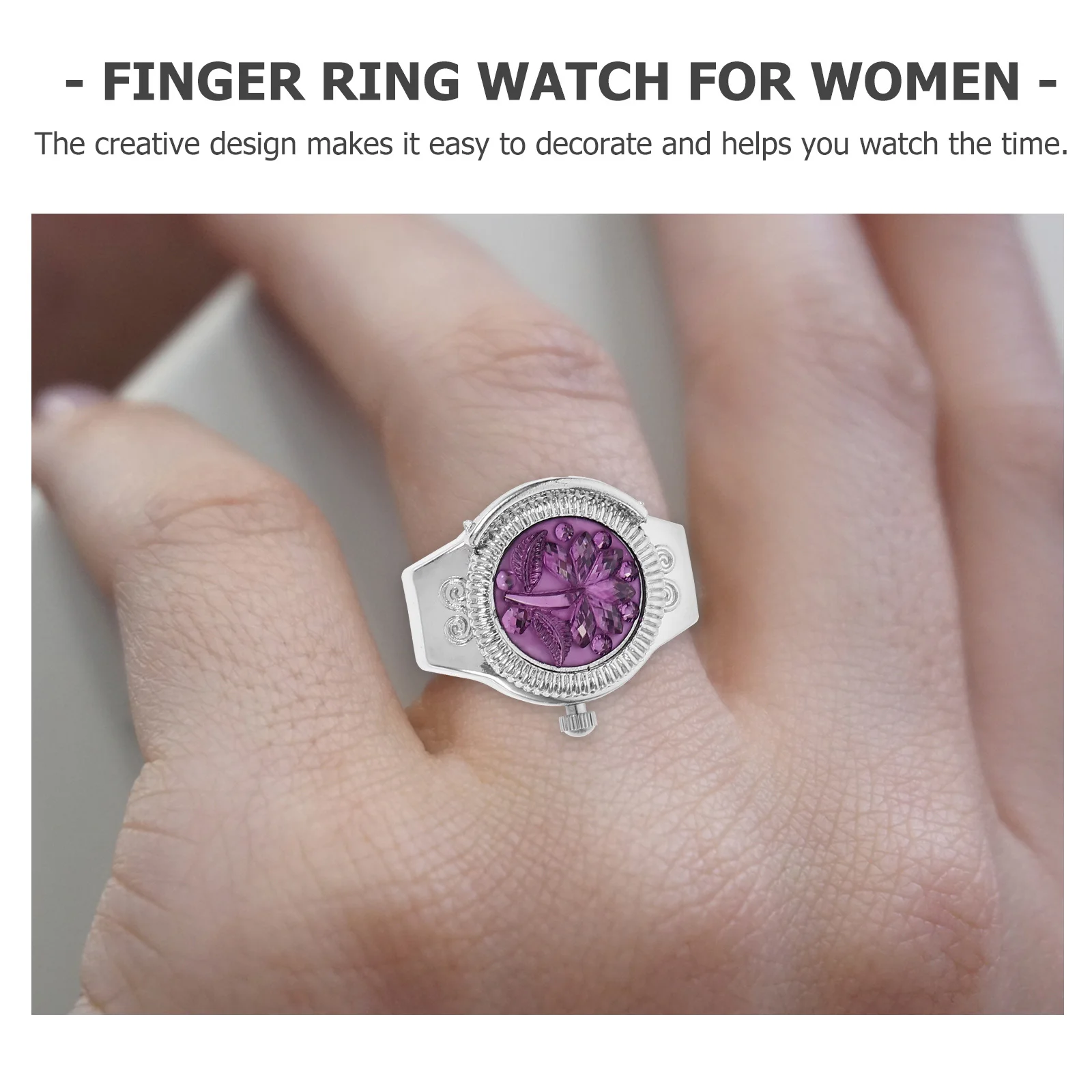 

1pc Finger Quartz Mini Ring Watch Zinc Alloy Fashion Decorative Chic Casual Watch For Decor Jewelry Timepiece For Women