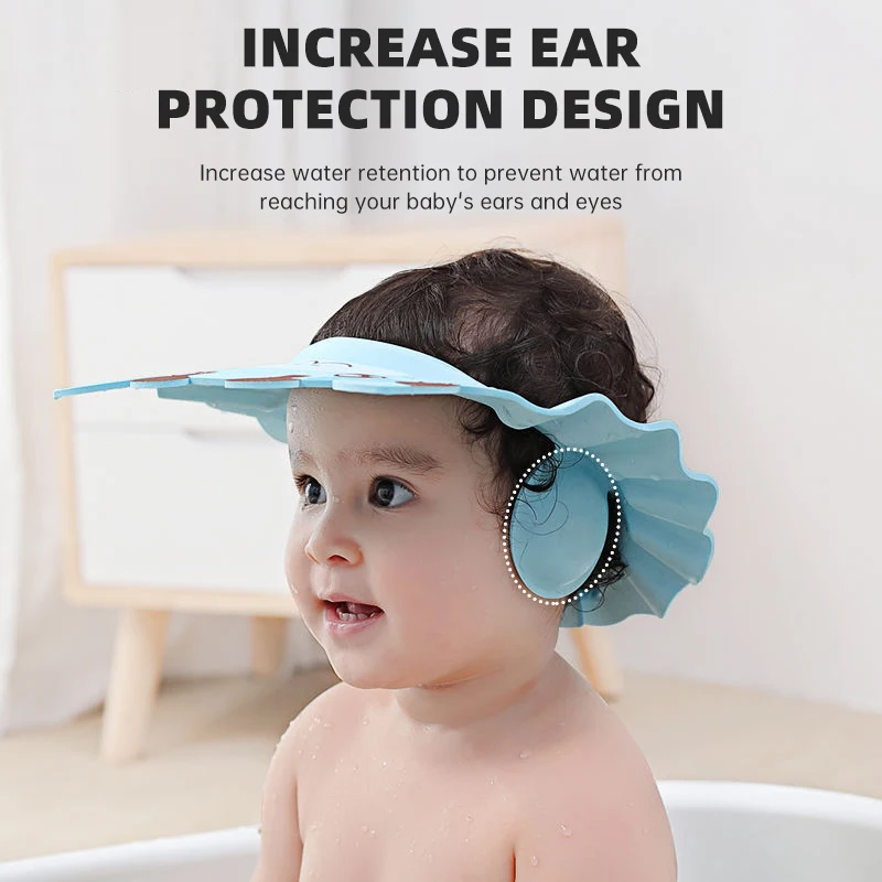 Baby Shampoo Eye Protection Ear Protection Silicone Shampoo Cap Cartoon Fawn Print Baby Shower Cap Waterproof Bath Shampoo Cap