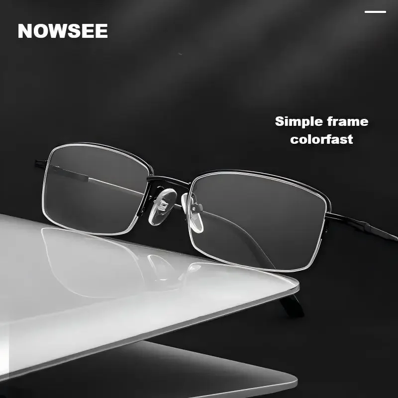 

NOWSEE Men's Glasses Half Frame Myopia Prescription Glasses with Lenses Blue Light Blocking Computer Glasses Comfortable