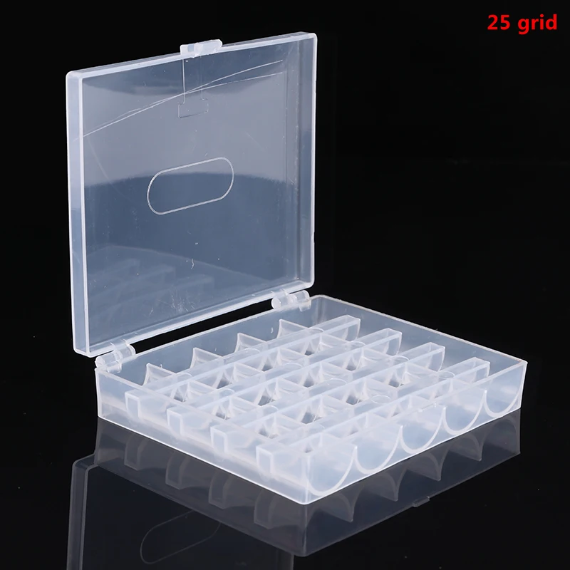 25 Spools Bobbins Sewing Machine Bobbin Case Organizer Storage Clear Box Tools