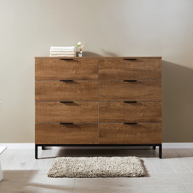 xx-Modern Diamond Bedroom Dresser 8 Drawers Wholesale Crushed Oak Wooden Vanity Table Black 8-Drawer Dresser for Home Furniture*