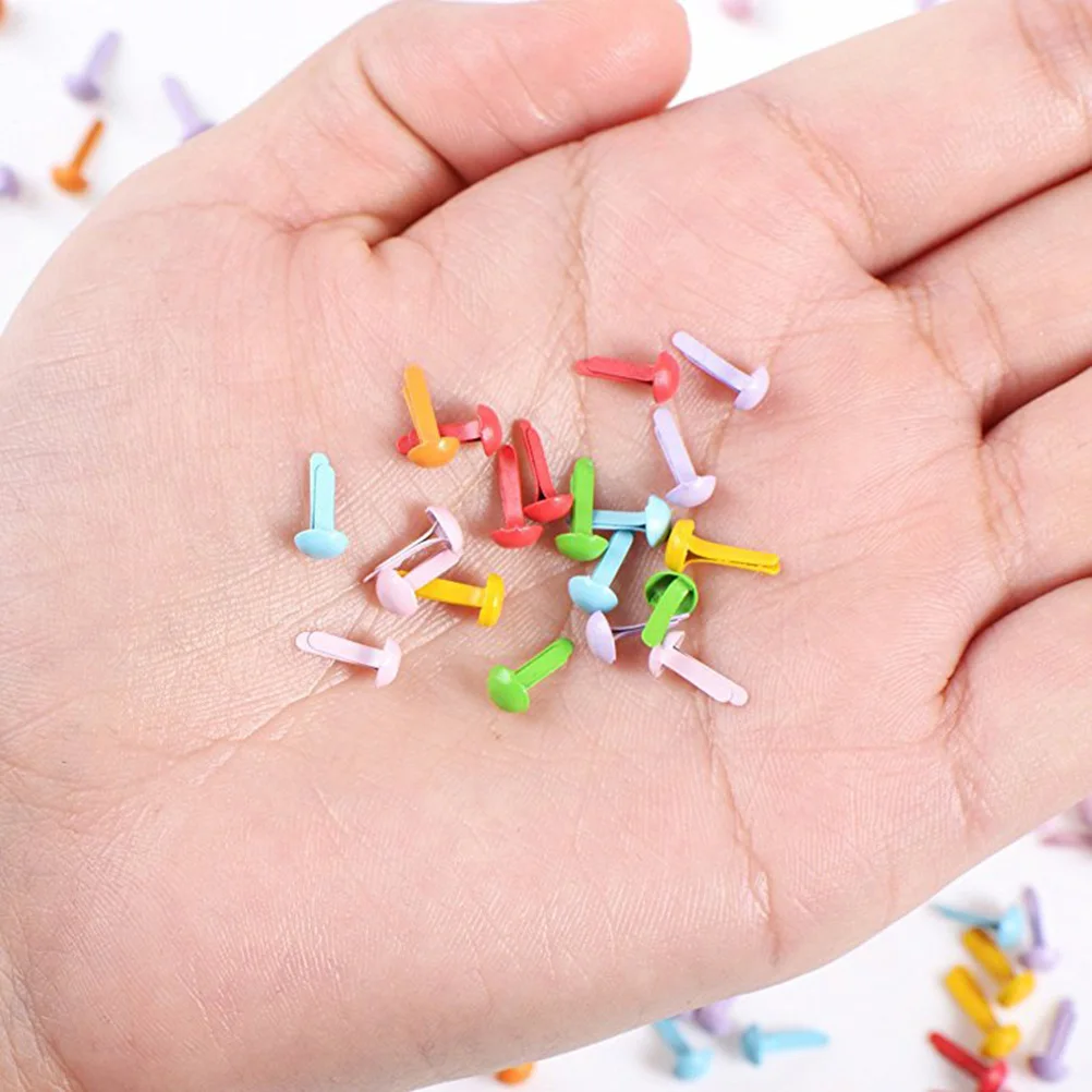 

100 Pcs Brass Colored Two-legged Nails Child Scrapbooking Crafting Supplies Pastel Brads
