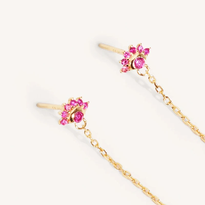 925 Sterling Silver Ear Needle Horse Eye Multi-color Zircon Chain Tassel Earrings 30mm/35mm/50mm Long Earrings Fashion Jewelry