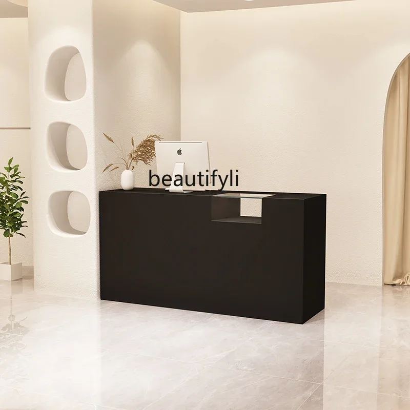 

LXSimple modern checkout page store small front desk glass counter black integrated cabinet commercialSSS